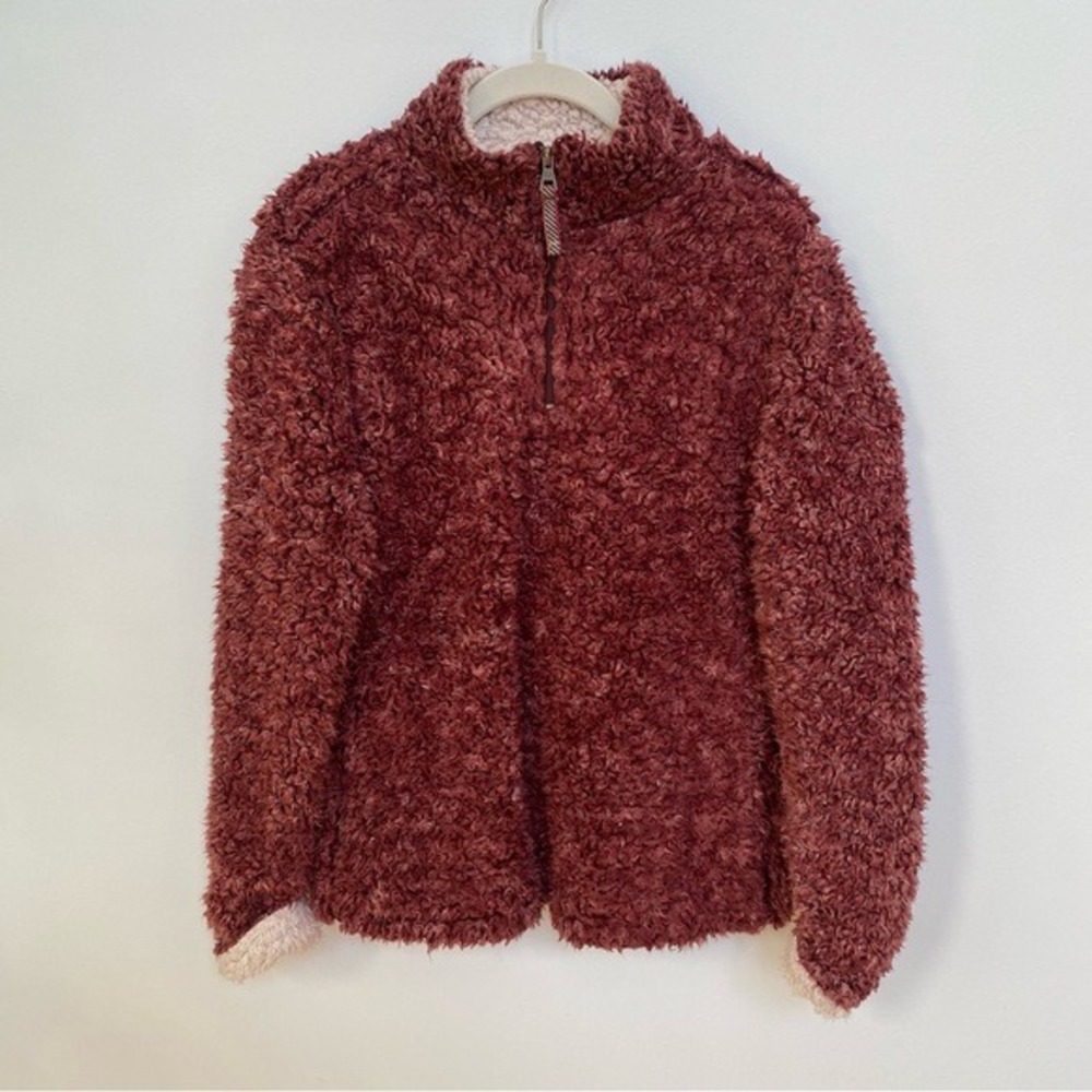 Weatherproof Vintage‎ Cranberry Faux Shearling Quarter Zip Pullover Teddy Fleece - Picture 8 of 8